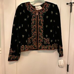 Vintage Papell Evening jacket velvet beaded NWT, extra beads, holiday festive